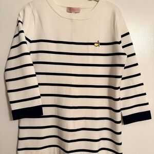 Masters Magnolia Lane Striped White and Navy Ladies Sweater